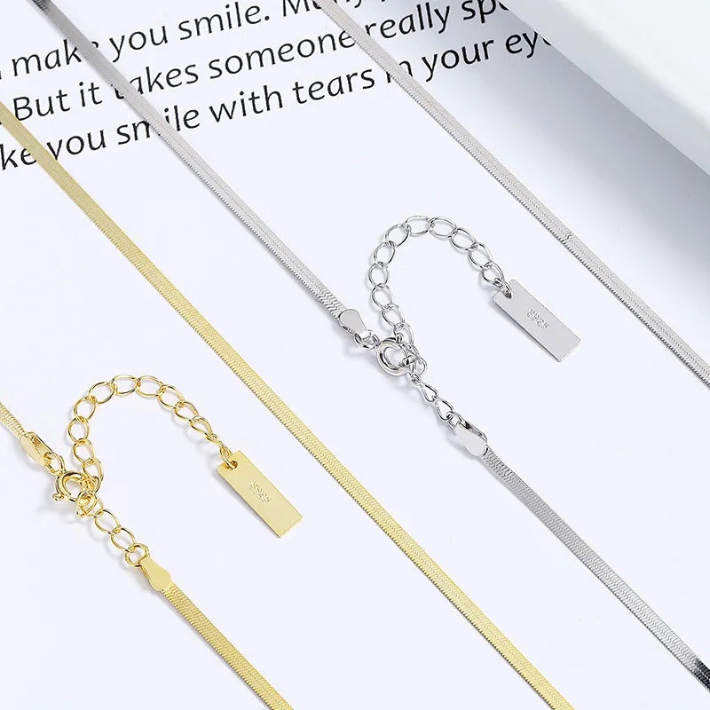 925 Sterling Silver 2mm Flat Snake Chain Necklace 80100098 - image3