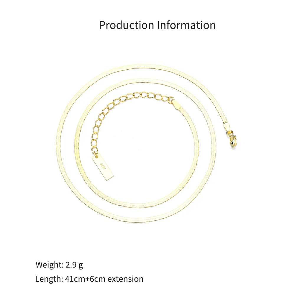 925 Sterling Silver 2mm Flat Snake Chain Necklace 80100098 - image4