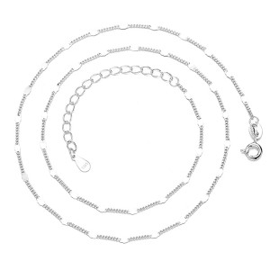 925 Sterling Silver Minimalist Flat Beaded Curb Station Chain 80100099