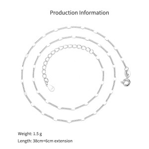 925 Sterling Silver Minimalist Flat Beaded Curb Station Chain 80100099