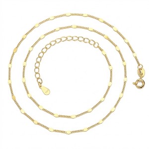 925 Sterling Silver Minimalist Flat Beaded Curb Station Chain 80100099