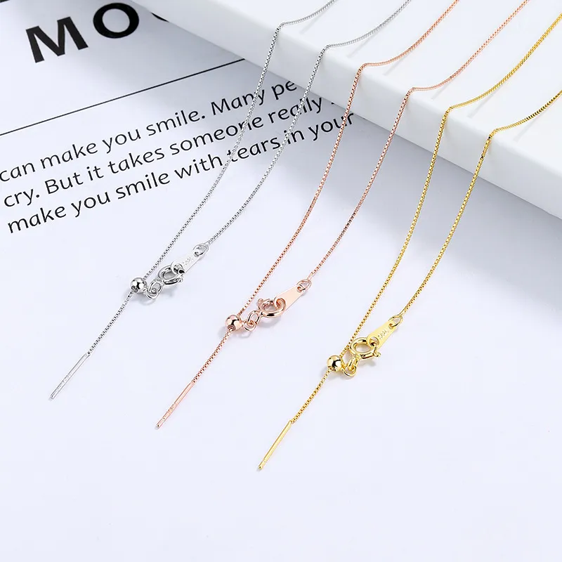 925 Sterling Silver 0.65mm Universal DIY Pin Box Chain - image1