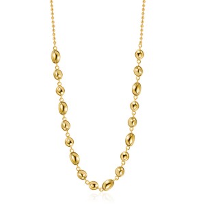 925 Sterling Silver Geometric Concave Bean Choker Necklace 80100101