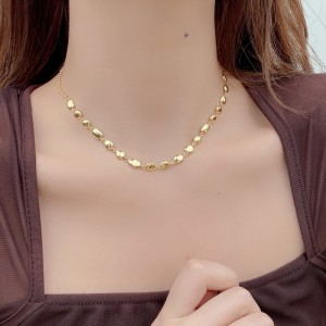 925 Sterling Silver Geometric Concave Bean Choker Necklace 80100101