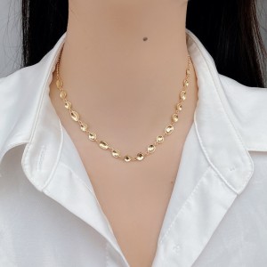 925 Sterling Silver Geometric Concave Bean Choker Necklace 80100101