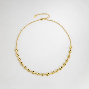 925 Sterling Silver Geometric Concave Bean Choker Necklace 80100101