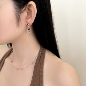 Wholesale 925 Sterling Silver Colorful Heart Station Necklace 80100102