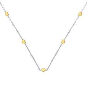Wholesale 925 Sterling Silver Polished Heart Station Necklace 80100103