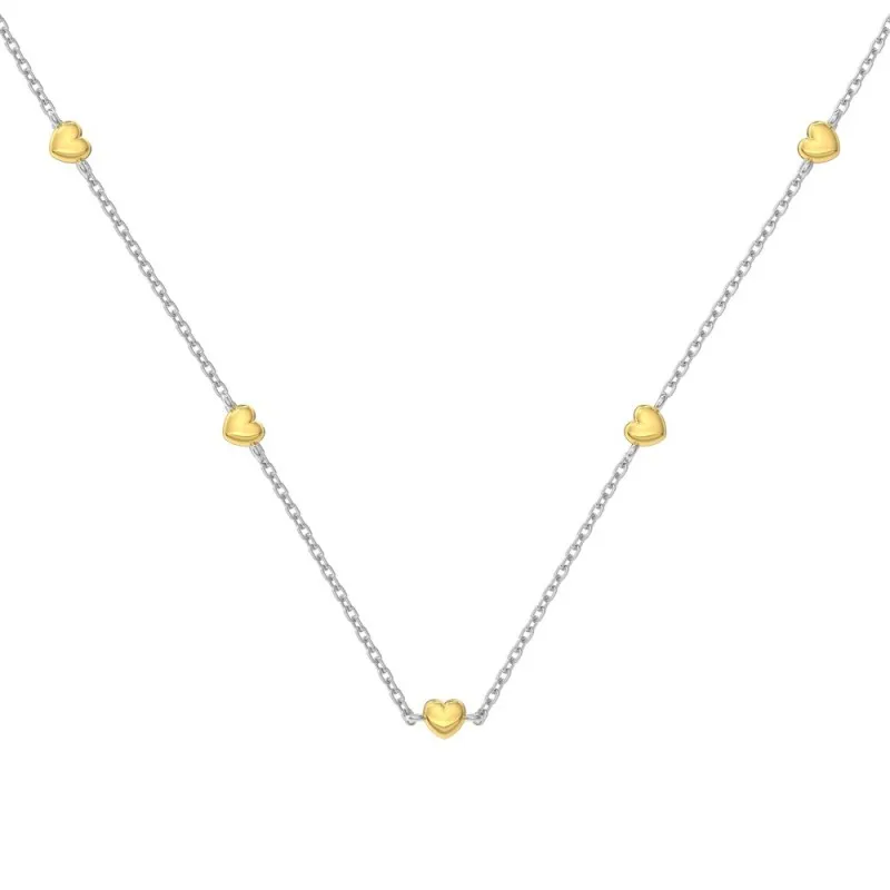 Wholesale 925 Sterling Silver Polished Heart Station Necklace 80100103