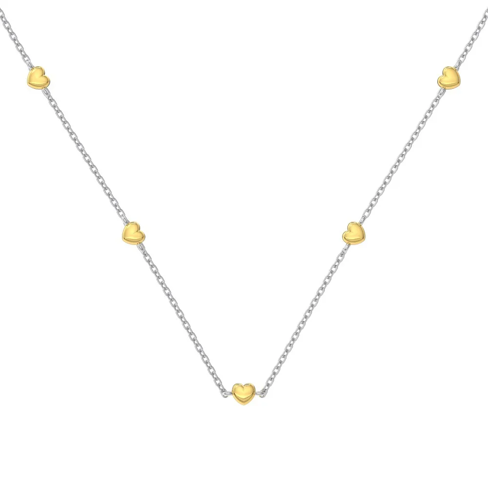 Wholesale 925 Sterling Silver Polished Heart Station Necklace 80100103