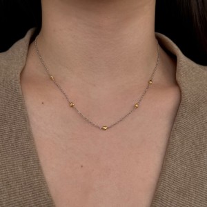 Wholesale 925 Sterling Silver Polished Heart Station Necklace 80100103