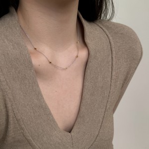 Wholesale 925 Sterling Silver Polished Heart Station Necklace 80100103