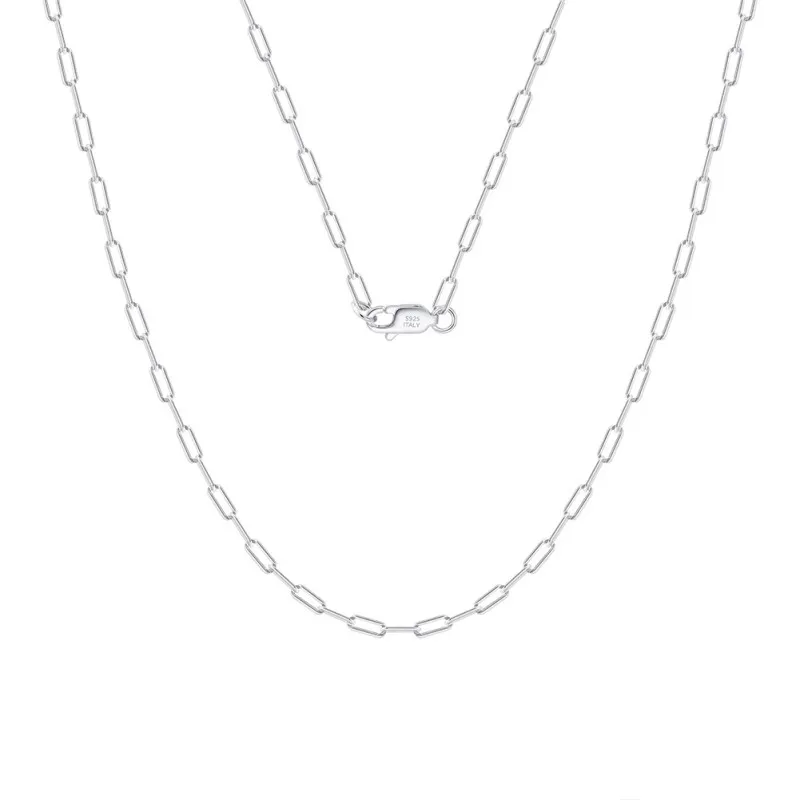 Wholesale 925 Sterling Silver Rhodium Plated Paperclip Chain Necklace 80100105