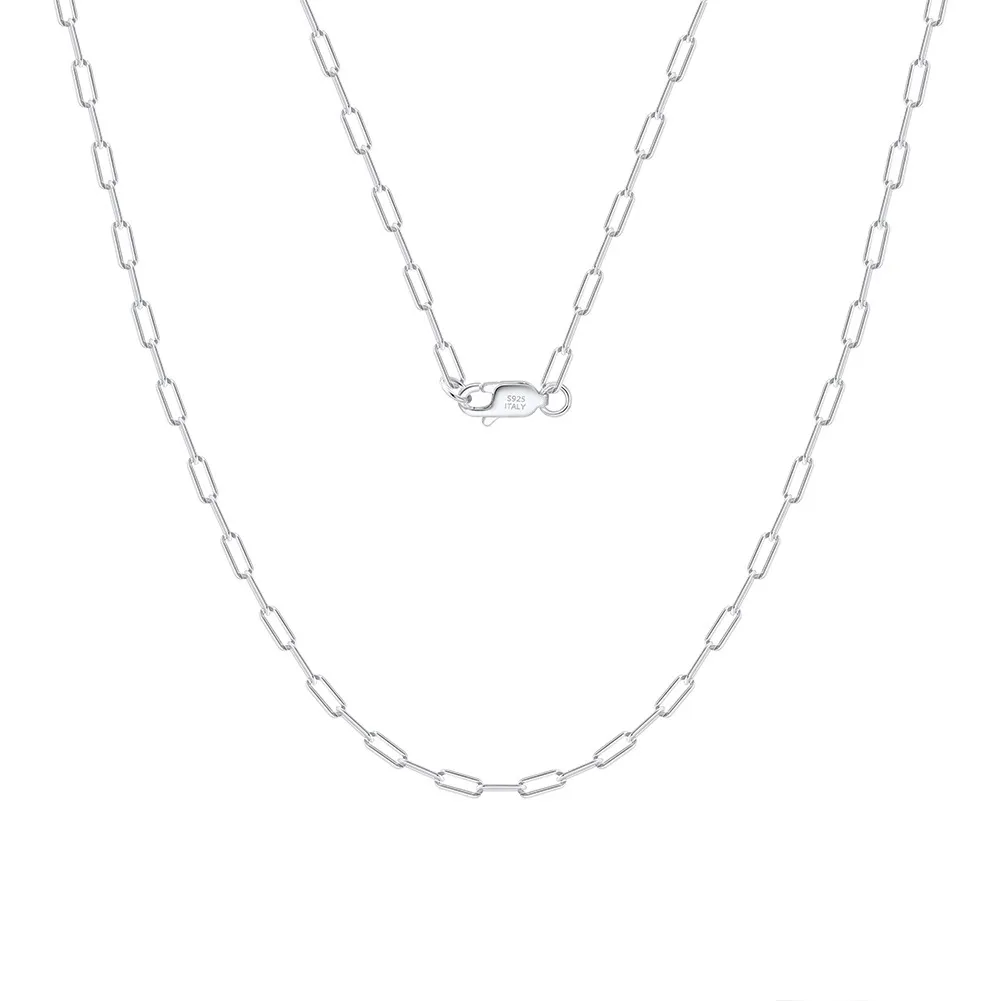 Wholesale 925 Sterling Silver Rhodium Plated Paperclip Chain Necklace 80100105 Wholesale 925 Sterling Silver Rhodium Plated Paperclip Chain Necklace 80100105