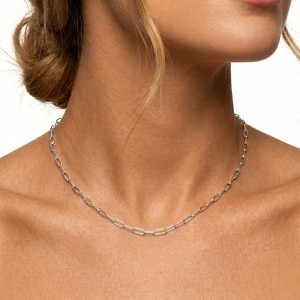 Wholesale 925 Sterling Silver Rhodium Plated Paperclip Chain Necklace 80100105 Wholesale 925 Sterling Silver Rhodium Plated Paperclip Chain Necklace 80100105
