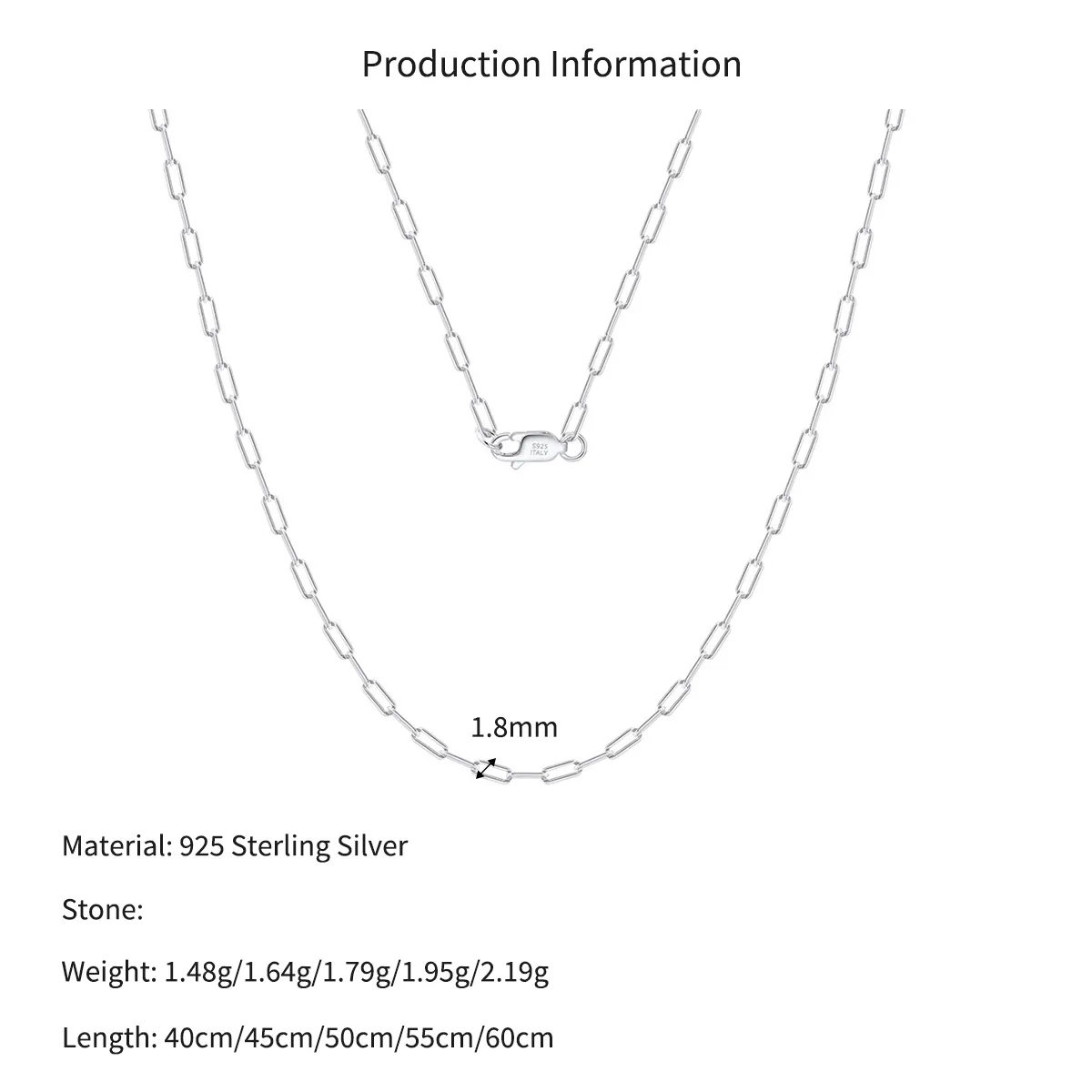 Wholesale 925 Sterling Silver Rhodium Plated Paperclip Chain Necklace 80100105 - image2