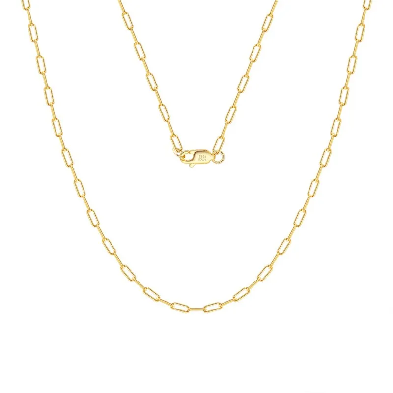 Wholesale 925 Sterling Silver 18K Gold Plated Paperclip Chain Necklace Wholesale 925 Sterling Silver 18K Gold Plated Paperclip Chain Necklace