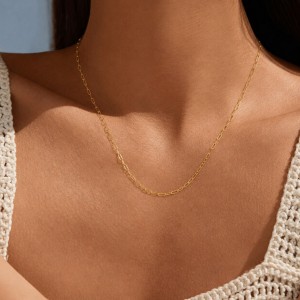 Wholesale 925 Sterling Silver 18K Gold Plated Paperclip Chain Necklace Wholesale 925 Sterling Silver 18K Gold Plated Paperclip Chain Necklace