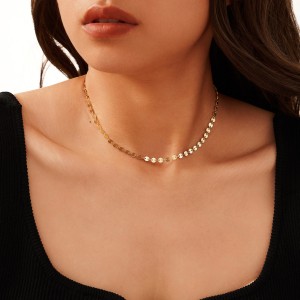 Wholesale 925 Sterling Silver Mirror Disc Sequin Chain Necklace 80100107 Wholesale 925 Sterling Silver Mirror Disc Sequin Chain Necklace 80100107