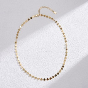 Wholesale 925 Sterling Silver Mirror Disc Sequin Chain Necklace 80100107 Wholesale 925 Sterling Silver Mirror Disc Sequin Chain Necklace 80100107