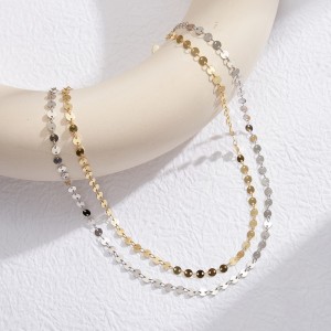 Wholesale 925 Sterling Silver Mirror Disc Sequin Chain Necklace 80100107 Wholesale 925 Sterling Silver Mirror Disc Sequin Chain Necklace 80100107