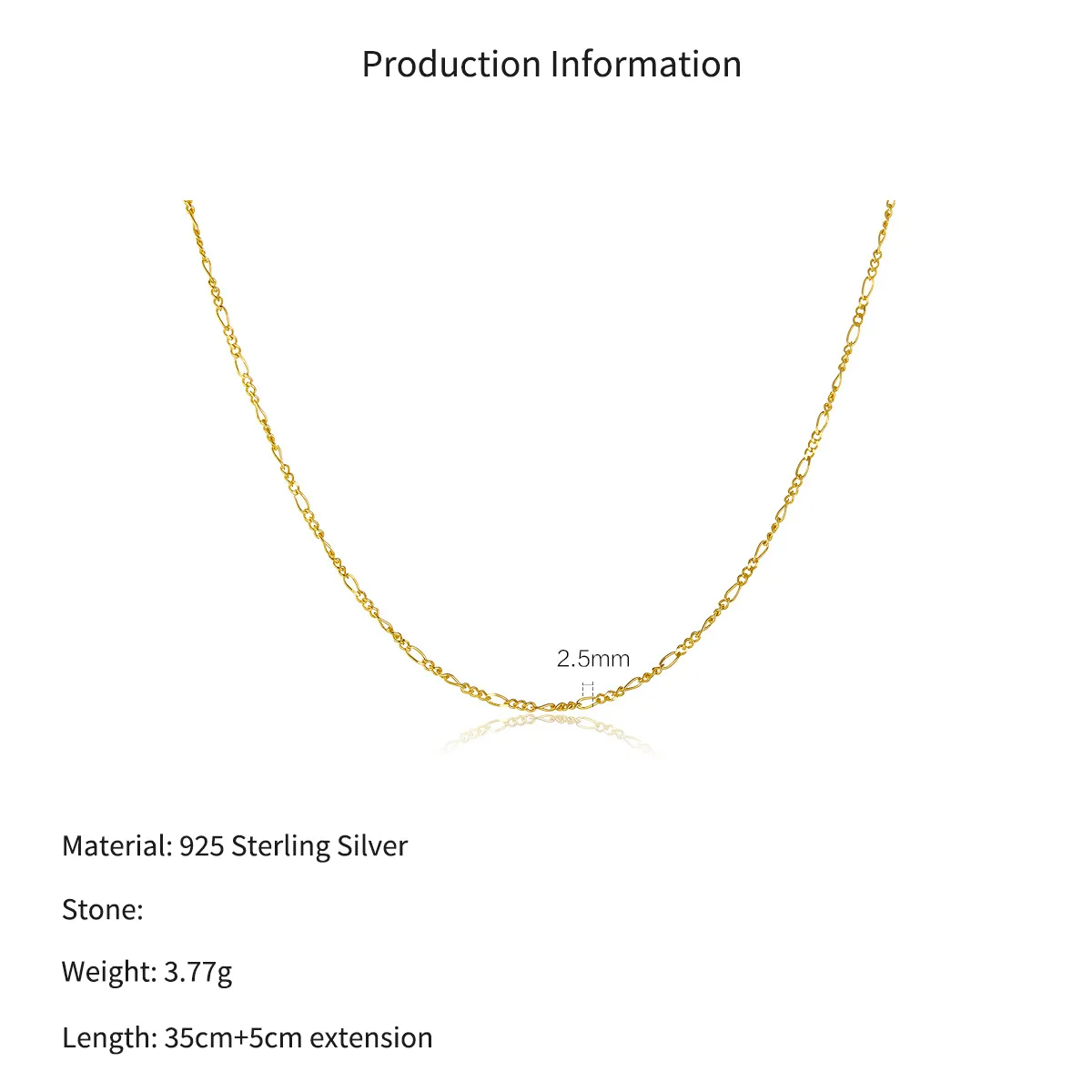 Wholesale 925 Sterling Silver Figaro Chain Link Necklace 80100108 - image2