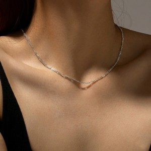 Wholesale 925 Sterling Silver Figaro Chain Link Necklace 80100108 Wholesale 925 Sterling Silver Figaro Chain Link Necklace 80100108