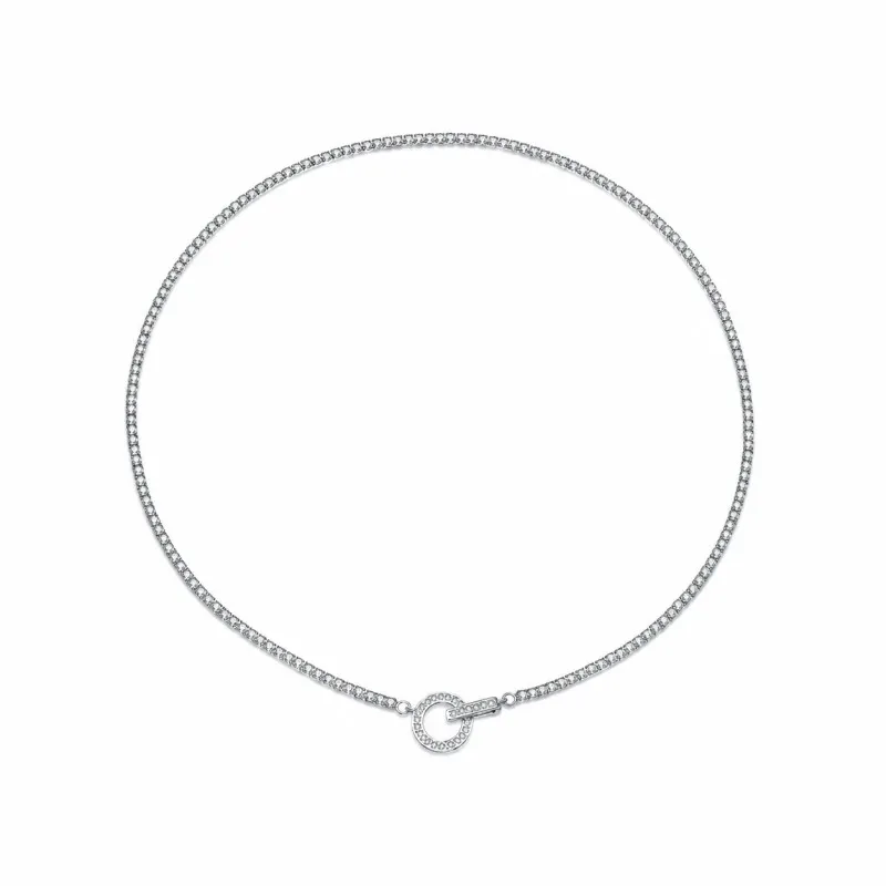Wholesale 925 Sterling Silver CZ Tennis Chain Toggle Necklace 80100109 Wholesale 925 Sterling Silver CZ Tennis Chain Toggle Necklace 80100109