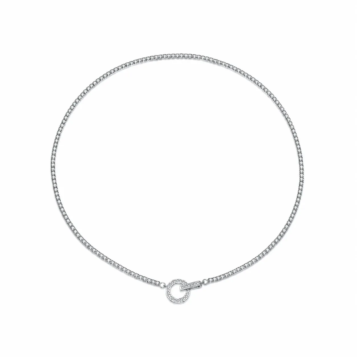 Wholesale 925 Sterling Silver CZ Tennis Chain Toggle Necklace 80100109 Wholesale 925 Sterling Silver CZ Tennis Chain Toggle Necklace 80100109