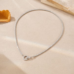 Wholesale 925 Sterling Silver CZ Tennis Chain Toggle Necklace 80100109 Wholesale 925 Sterling Silver CZ Tennis Chain Toggle Necklace 80100109