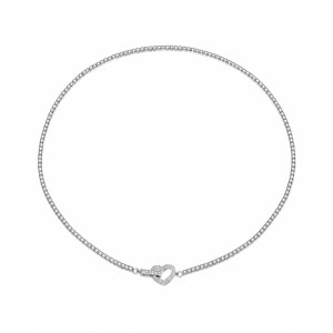 Wholesale 925 Sterling Silver CZ Tennis Chain Heart Toggle Necklace 80100110 Wholesale 925 Sterling Silver CZ Tennis Chain Heart Toggle Necklace 80100110