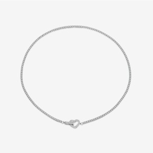 Wholesale 925 Sterling Silver CZ Tennis Chain Heart Toggle Necklace 80100110 Wholesale 925 Sterling Silver CZ Tennis Chain Heart Toggle Necklace 80100110
