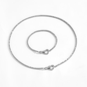 Wholesale 925 Sterling Silver CZ Tennis Chain Heart Toggle Necklace 80100110 Wholesale 925 Sterling Silver CZ Tennis Chain Heart Toggle Necklace 80100110