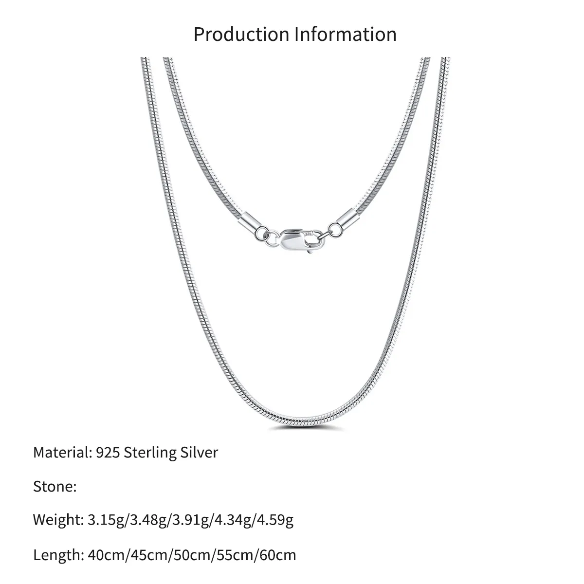 Wholesale 925 Sterling Silver 1mm Round Snake Chain Necklace 80100112 - image2