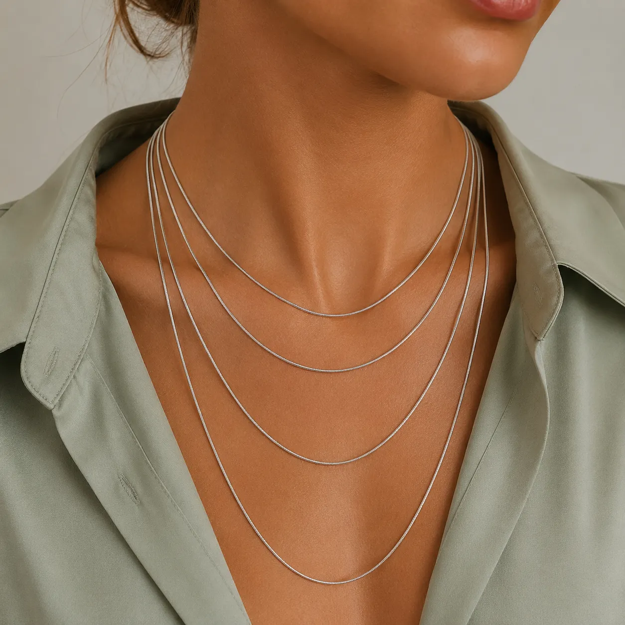 Wholesale 925 Sterling Silver 1mm Round Snake Chain Necklace 80100112 - image1