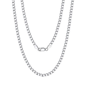 Wholesale 925 Sterling Silver 3mm Curb Link Chain Hip Hop Necklace 80100114 Wholesale 925 Sterling Silver 3mm Curb Link Chain Hip Hop Necklace 80100114