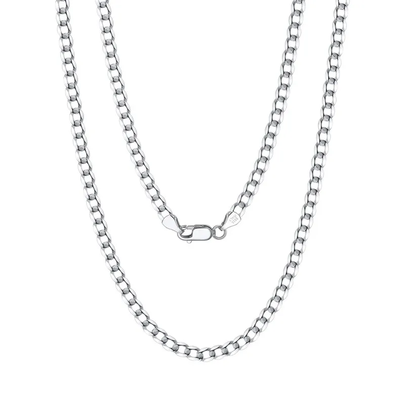 Wholesale 925 Sterling Silver 3mm Curb Link Chain Hip Hop Necklace 80100114