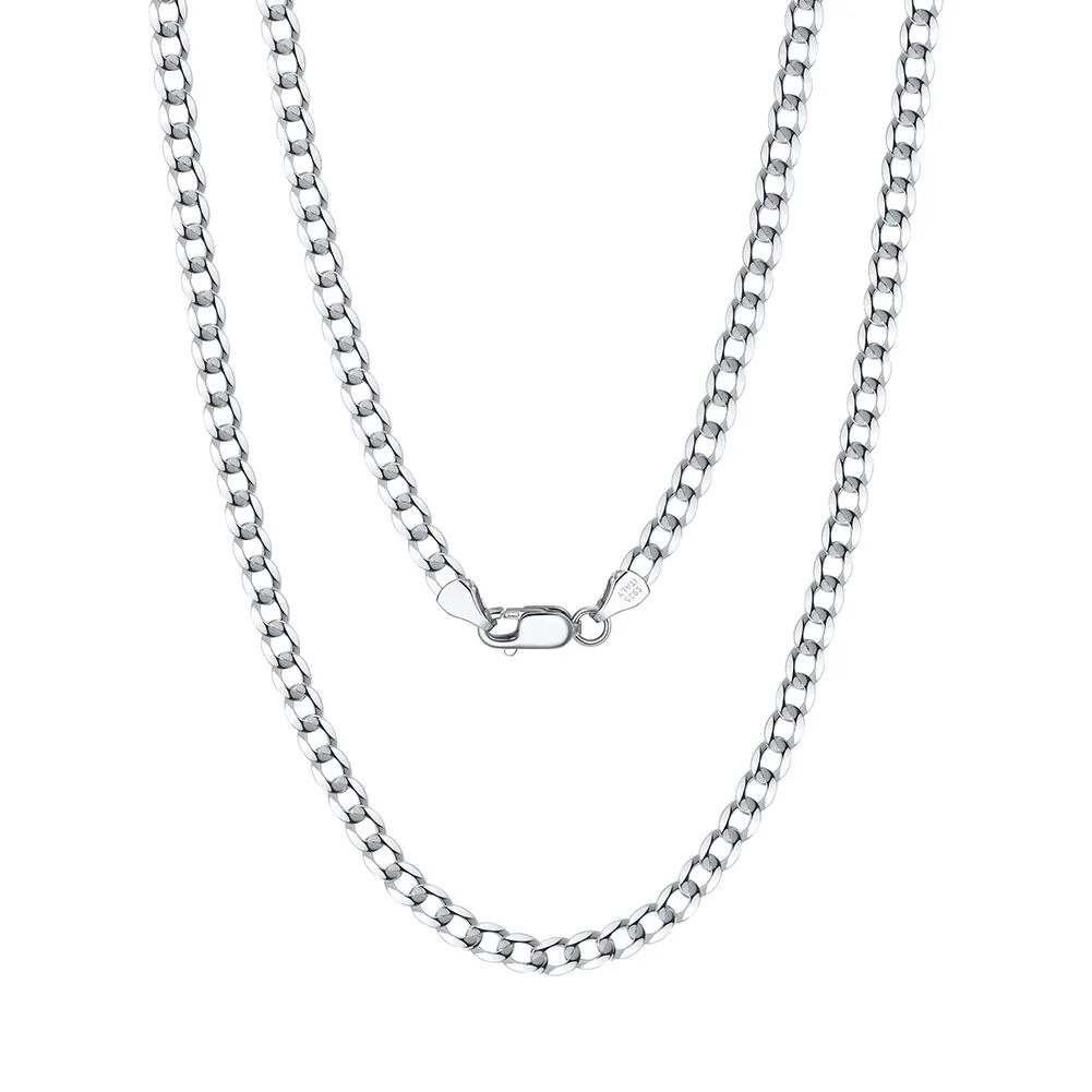 Wholesale 925 Sterling Silver 3mm Curb Link Chain Hip Hop Necklace 80100114 Wholesale 925 Sterling Silver 3mm Curb Link Chain Hip Hop Necklace 80100114