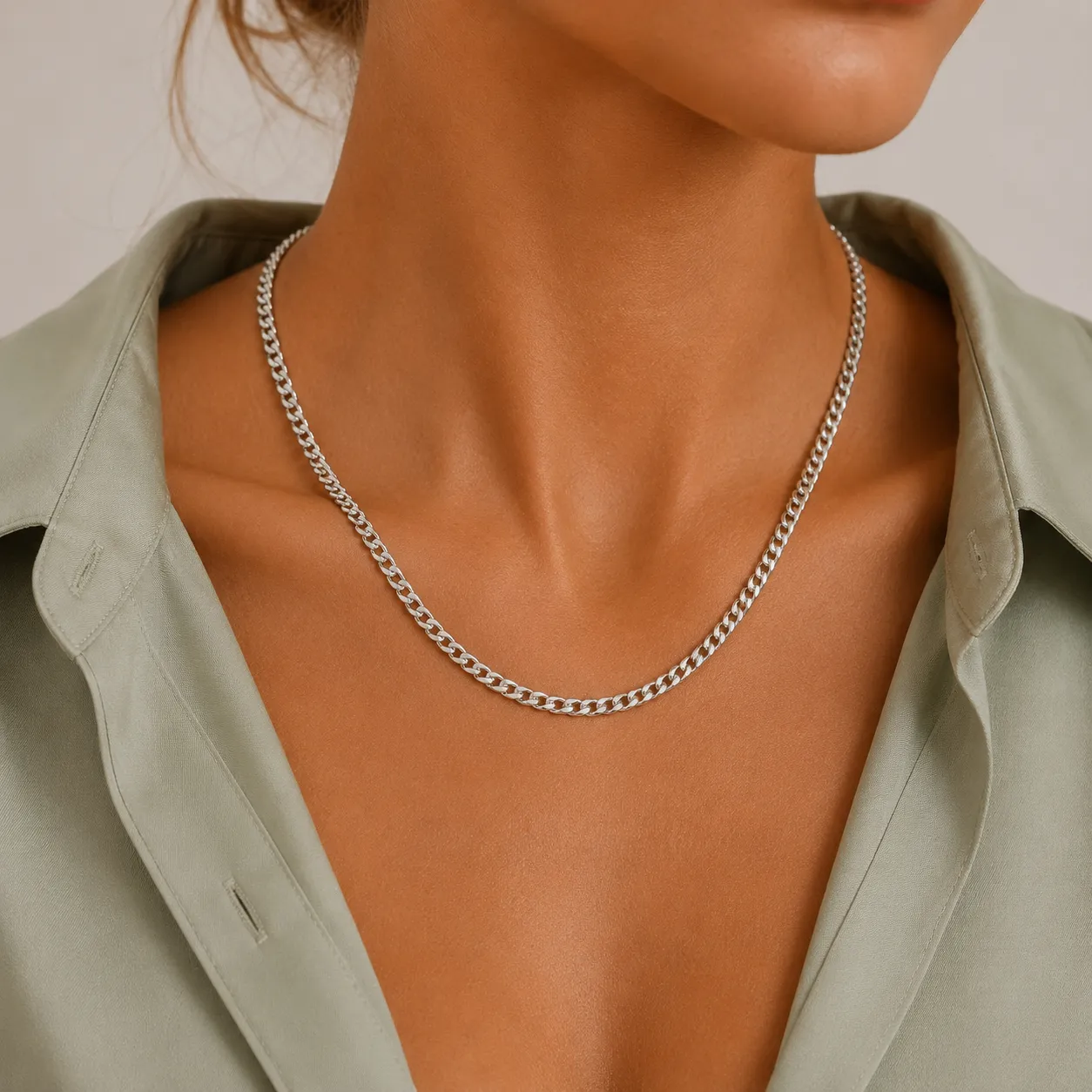 Wholesale 925 Sterling Silver 3mm Curb Link Chain Hip Hop Necklace 80100114 - image1