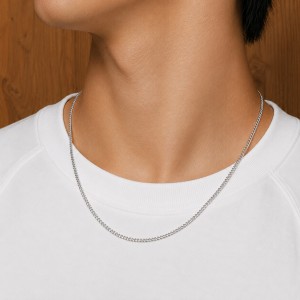 Wholesale 925 Sterling Silver 3mm Curb Link Chain Hip Hop Necklace 80100114 Wholesale 925 Sterling Silver 3mm Curb Link Chain Hip Hop Necklace 80100114
