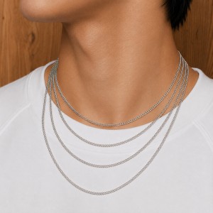 Wholesale 925 Sterling Silver 3mm Curb Link Chain Hip Hop Necklace 80100114 Wholesale 925 Sterling Silver 3mm Curb Link Chain Hip Hop Necklace 80100114
