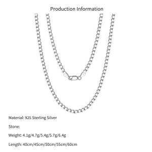 Wholesale 925 Sterling Silver 3mm Curb Link Chain Hip Hop Necklace 80100114 Wholesale 925 Sterling Silver 3mm Curb Link Chain Hip Hop Necklace 80100114