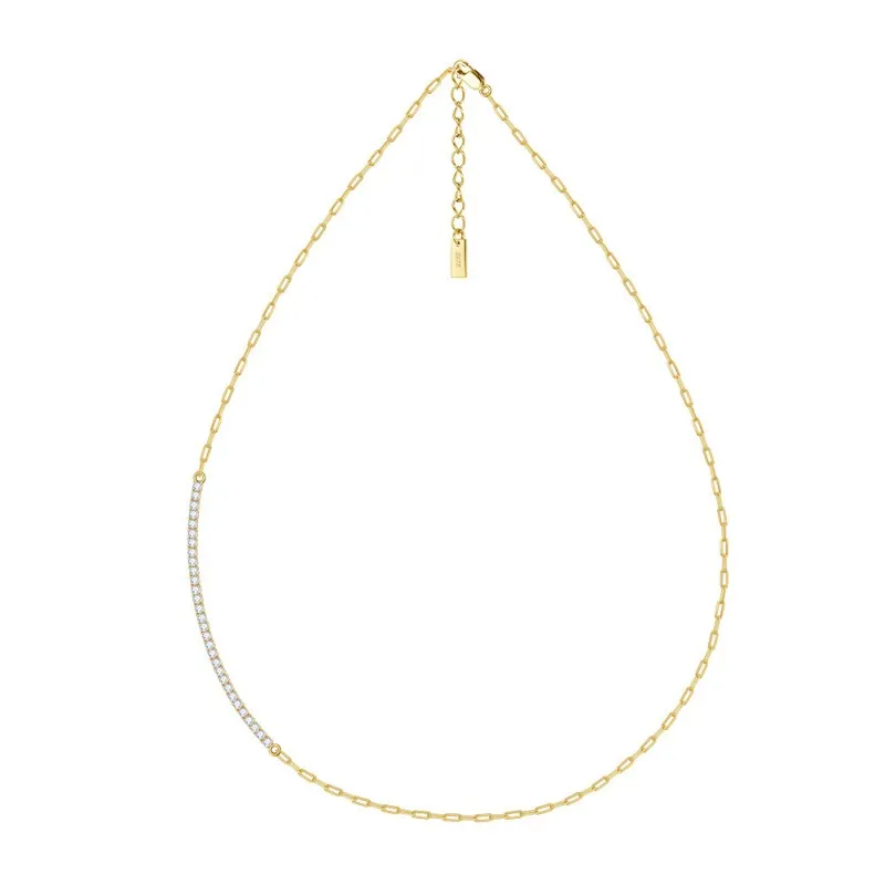 Wholesale 925 Sterling Silver Half CZ Paperclip Link Chain Necklace 80100115 Wholesale 925 Sterling Silver Half CZ Paperclip Link Chain Necklace 80100115