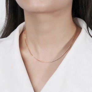 Wholesale 925 Sterling Silver Half CZ Paperclip Link Chain Necklace 80100115 Wholesale 925 Sterling Silver Half CZ Paperclip Link Chain Necklace 80100115