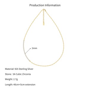 Wholesale 925 Sterling Silver Half CZ Paperclip Link Chain Necklace 80100115 Wholesale 925 Sterling Silver Half CZ Paperclip Link Chain Necklace 80100115