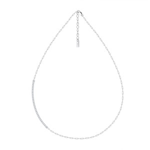 Wholesale 925 Sterling Silver Half CZ Paperclip Link Chain Necklace 80100115 Wholesale 925 Sterling Silver Half CZ Paperclip Link Chain Necklace 80100115