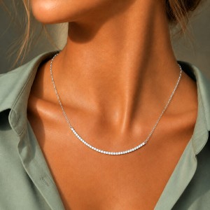 Wholesale 925 Sterling Silver Half CZ Paperclip Link Chain Necklace 80100115 Wholesale 925 Sterling Silver Half CZ Paperclip Link Chain Necklace 80100115