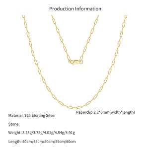 Wholesale 925 Sterling Silver 2.2mm Paperclip Link Chain Necklace 80100116 Wholesale 925 Sterling Silver 2.2mm Paperclip Link Chain Necklace 80100116