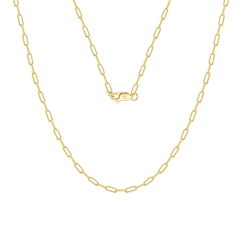 Wholesale 925 Sterling Silver 2.2mm Paperclip Link Chain Necklace 80100117 Wholesale 925 Sterling Silver 2.2mm Paperclip Link Chain Necklace 80100117