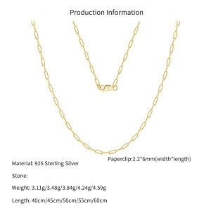 Wholesale 925 Sterling Silver 2.2mm Paperclip Link Chain Necklace 80100117 Wholesale 925 Sterling Silver 2.2mm Paperclip Link Chain Necklace 80100117